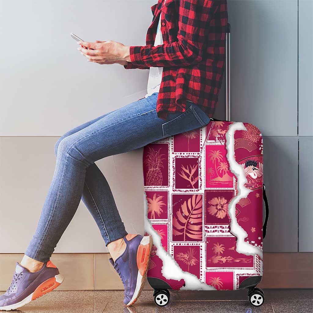 Hawaii Japanese Culture Pink Luggage Cover Spring Cranes Aloha Pattern LT01 - Polynesian Pride