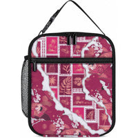 Hawaii Japanese Culture Pink Lunch Bag Spring Cranes Aloha Pattern LT01 10.2 × 8.3 × 4.3 inch Pink - Polynesian Pride