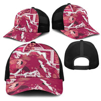 Hawaii Japanese Culture Pink Mesh Trucker Cap Spring Cranes Aloha Pattern LT01 - Polynesian Pride