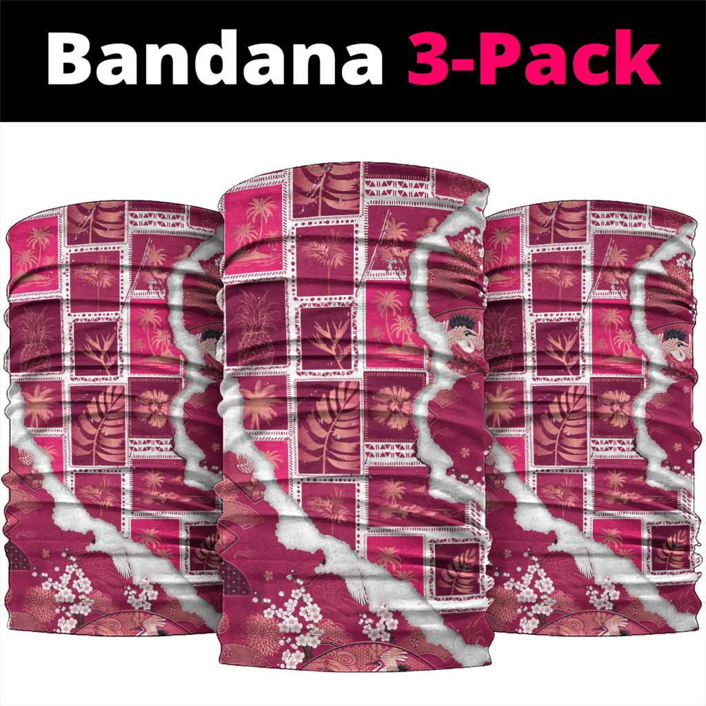 Hawaii Japanese Culture Pink Neck Gaiter Spring Cranes Aloha Pattern LT01 package One Size: 25*50cm Pink - Polynesian Pride