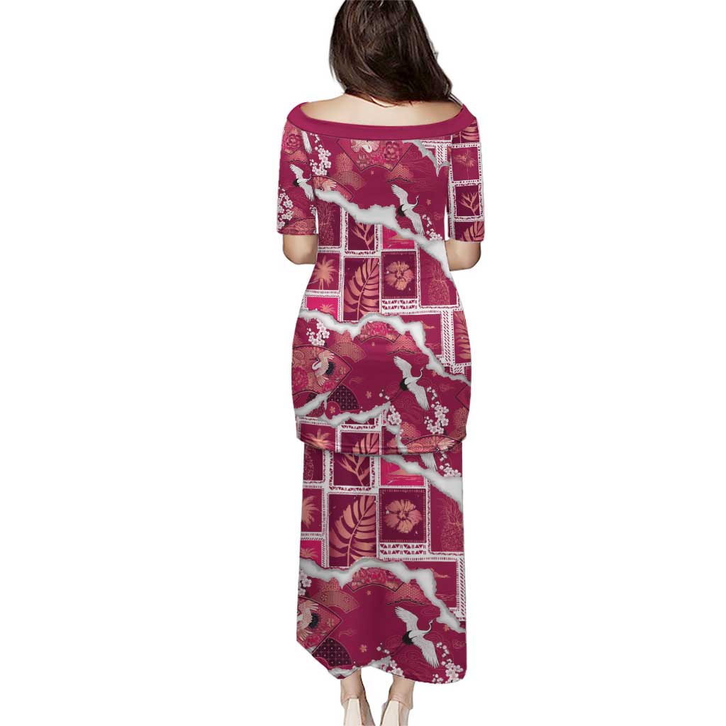 Hawaii Japanese Culture Pink Puletasi Spring Cranes Aloha Pattern LT01 - Polynesian Pride