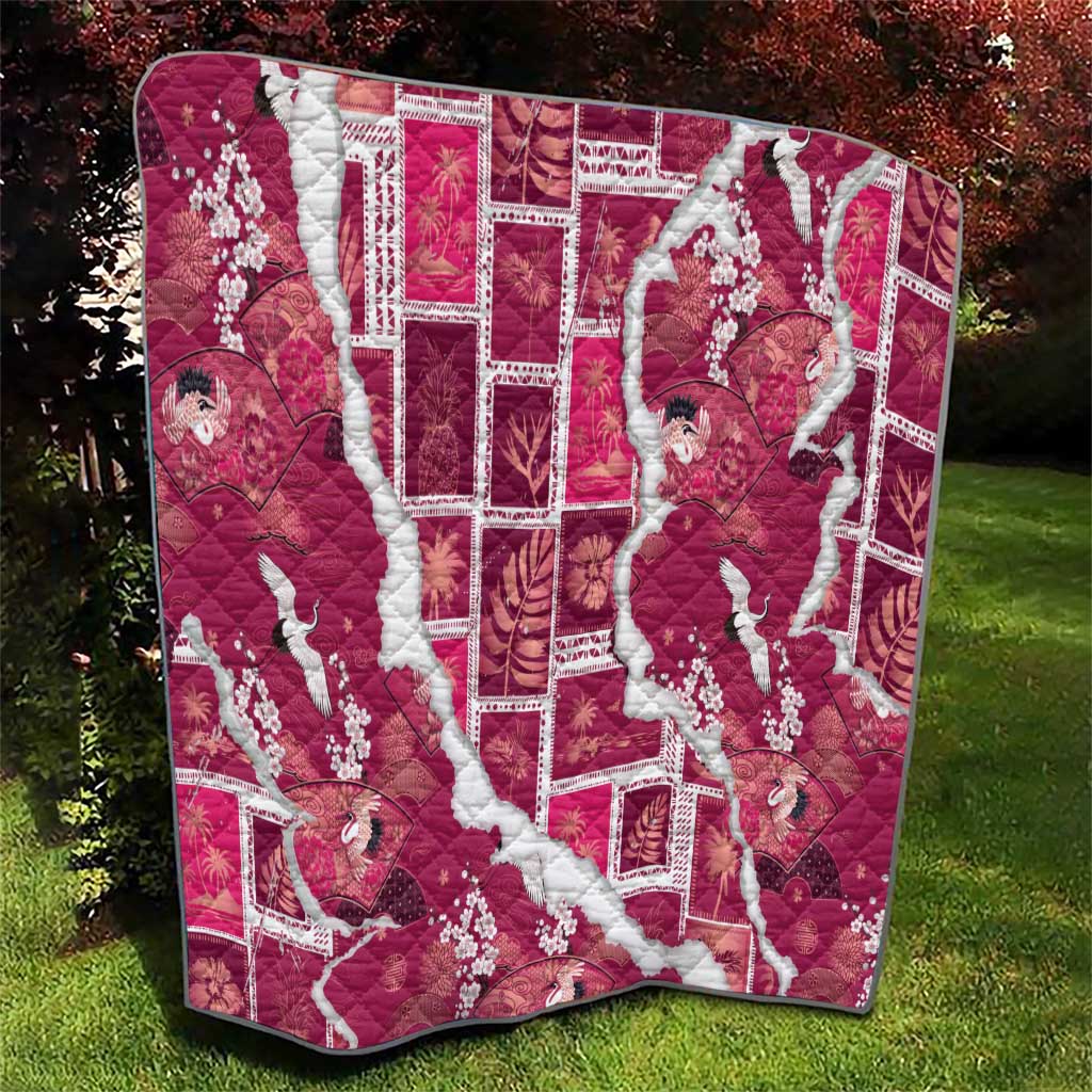 Hawaii Japanese Culture Pink Quilt Spring Cranes Aloha Pattern LT01 - Polynesian Pride