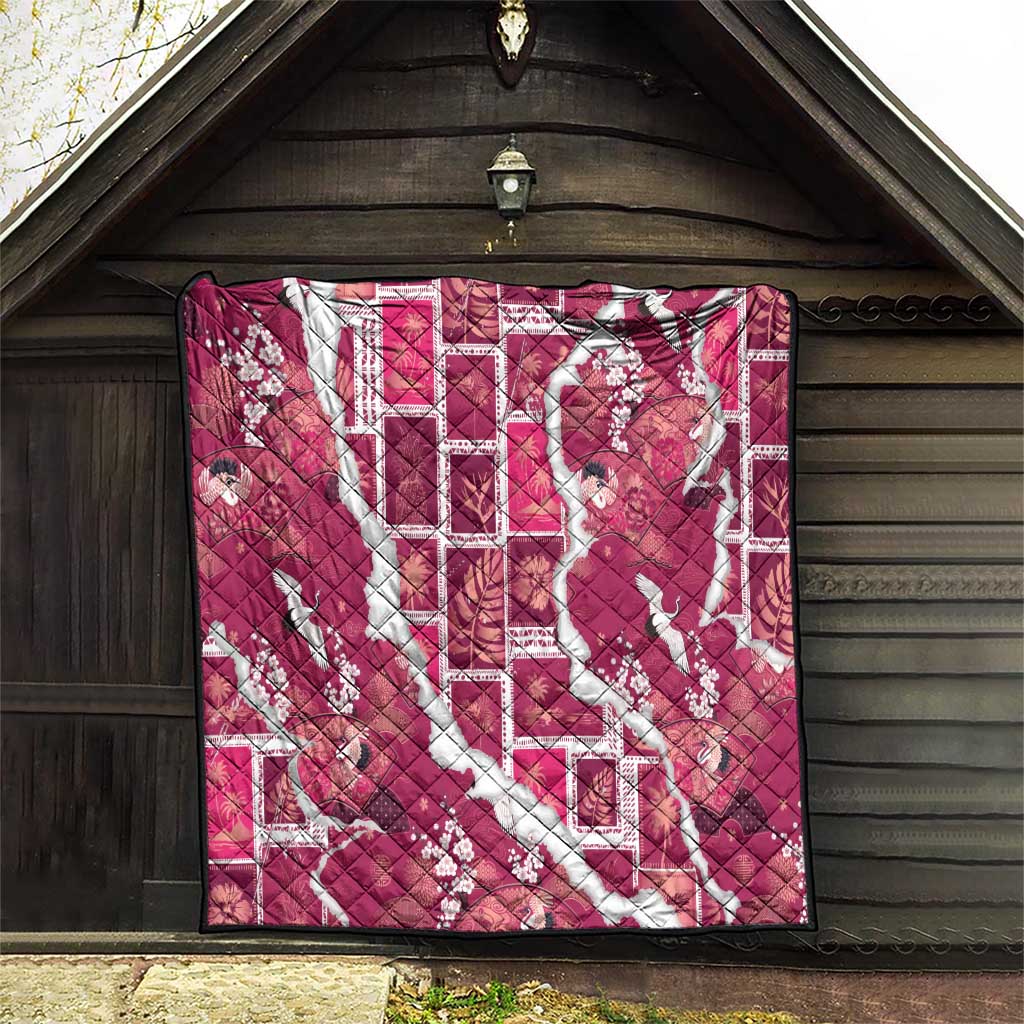 Hawaii Japanese Culture Pink Quilt Spring Cranes Aloha Pattern LT01 - Polynesian Pride