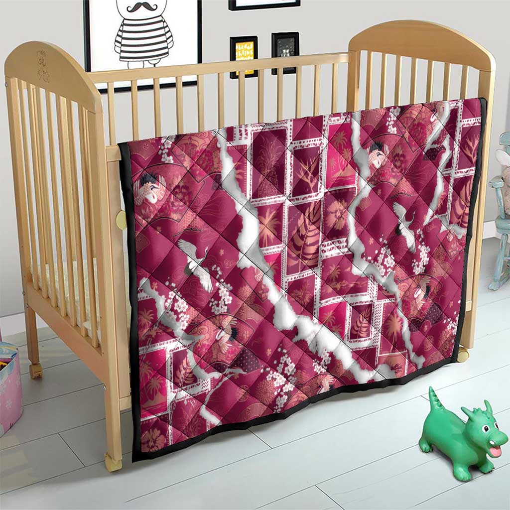 Hawaii Japanese Culture Pink Quilt Spring Cranes Aloha Pattern LT01 - Polynesian Pride