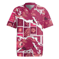 Hawaii Japanese Culture Pink Rugby Jersey Spring Cranes Aloha Pattern LT01 Pink - Polynesian Pride