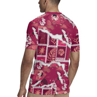 Hawaii Japanese Culture Pink Rugby Jersey Spring Cranes Aloha Pattern LT01 - Polynesian Pride