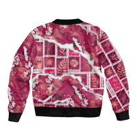 Hawaii Japanese Culture Pink Sleeve Zip Bomber Jacket Spring Cranes Aloha Pattern LT01 - Polynesian Pride