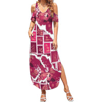 Hawaii Japanese Culture Pink Summer Maxi Dress Spring Cranes Aloha Pattern LT01 Women Pink - Polynesian Pride
