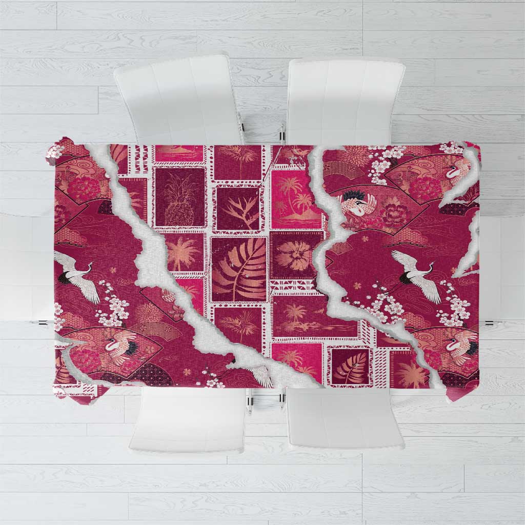 Hawaii Japanese Culture Pink Tablecloth Spring Cranes Aloha Pattern LT01 Pink - Polynesian Pride