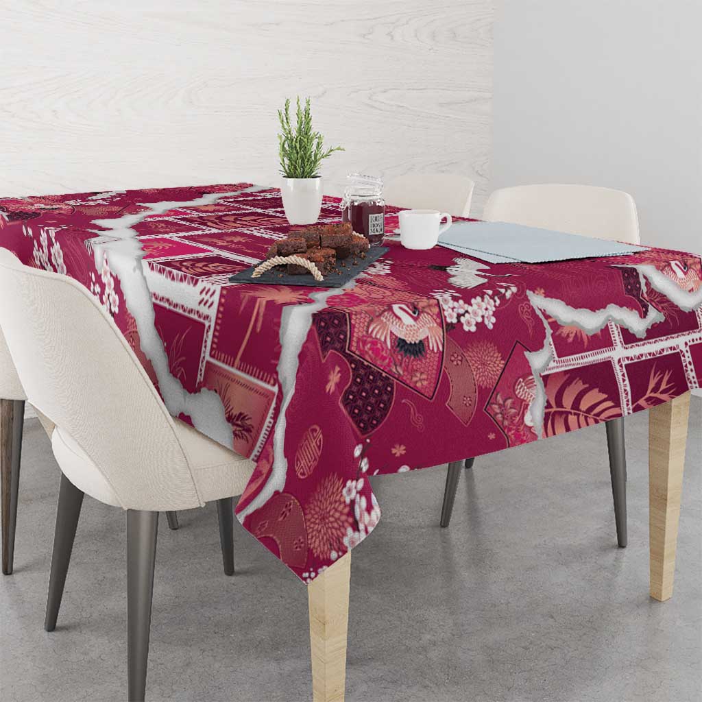 Hawaii Japanese Culture Pink Tablecloth Spring Cranes Aloha Pattern LT01 - Polynesian Pride