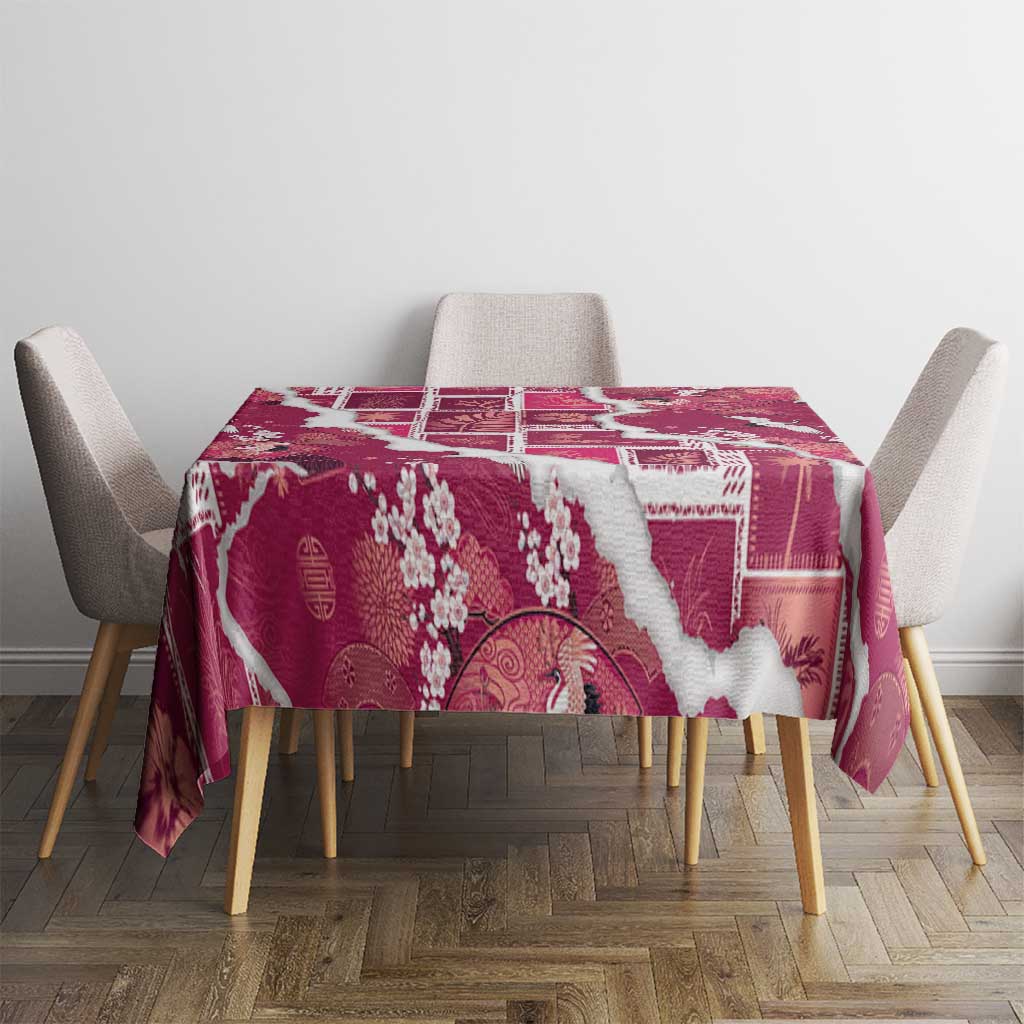 Hawaii Japanese Culture Pink Tablecloth Spring Cranes Aloha Pattern LT01 - Polynesian Pride