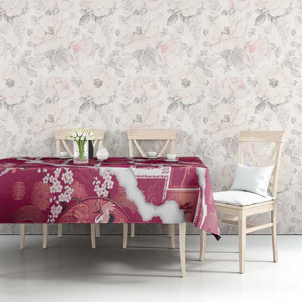 Hawaii Japanese Culture Pink Tablecloth Spring Cranes Aloha Pattern LT01 - Polynesian Pride