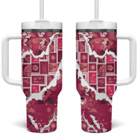 Hawaii Japanese Culture Pink Tumbler With Handle Spring Cranes Aloha Pattern LT01 One Size: 40 oz Pink - Polynesian Pride