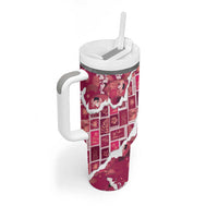 Hawaii Japanese Culture Pink Tumbler With Handle Spring Cranes Aloha Pattern LT01 - Polynesian Pride