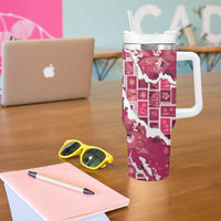 Hawaii Japanese Culture Pink Tumbler With Handle Spring Cranes Aloha Pattern LT01 - Polynesian Pride