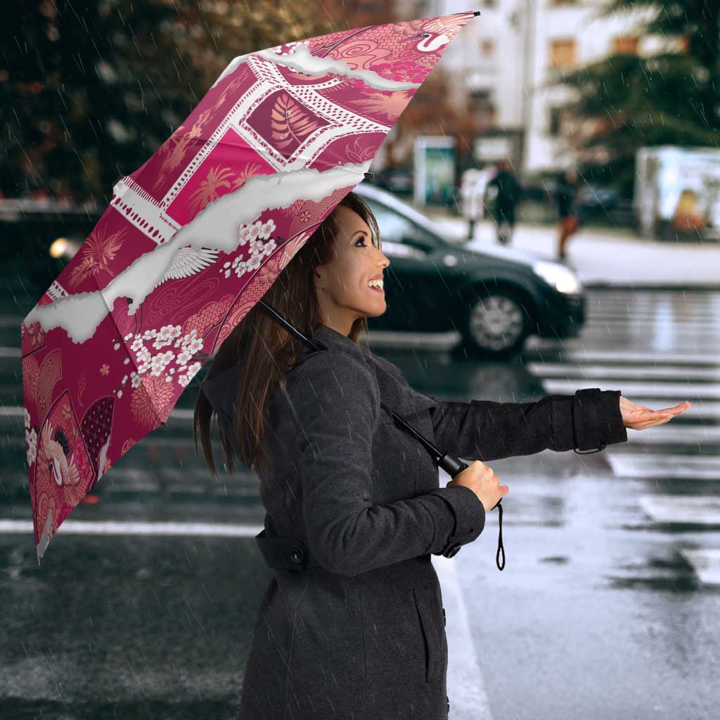 Hawaii Japanese Culture Pink Umbrella Spring Cranes Aloha Pattern LT01 - Polynesian Pride