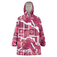 Hawaii Japanese Culture Pink Wearable Blanket Hoodie Spring Cranes Aloha Pattern LT01 One Size Pink - Polynesian Pride