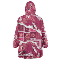 Hawaii Japanese Culture Pink Wearable Blanket Hoodie Spring Cranes Aloha Pattern LT01 - Polynesian Pride