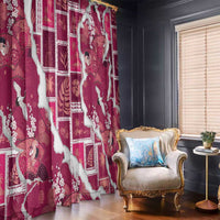 Hawaii Japanese Culture Pink Window Curtain Spring Cranes Aloha Pattern LT01 - Polynesian Pride