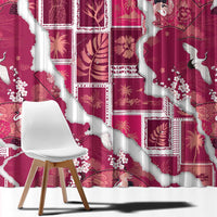 Hawaii Japanese Culture Pink Window Curtain Spring Cranes Aloha Pattern LT01 - Polynesian Pride
