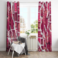 Hawaii Japanese Culture Pink Window Curtain Spring Cranes Aloha Pattern LT01 - Polynesian Pride