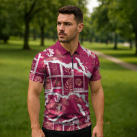 Hawaii Japanese Culture Pink Zipper Polo Shirt Spring Cranes Aloha Pattern LT01 - Polynesian Pride