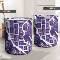 Hawaii Japanese Culture Purple Laundry Basket Spring Cranes Aloha Pattern