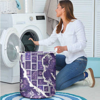Hawaii Japanese Culture Purple Laundry Basket Spring Cranes Aloha Pattern