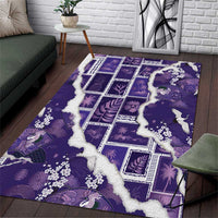 Hawaii Japanese Culture Purple Area Rug Spring Cranes Aloha Pattern
