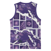 Hawaii Japanese Culture Purple Basketball Jersey Spring Cranes Aloha Pattern LT01 - Polynesian Pride