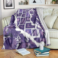 Hawaii Japanese Culture Purple Blanket Spring Cranes Aloha Pattern LT01 Purple - Polynesian Pride