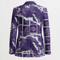 Hawaii Japanese Culture Purple Blazer Spring Cranes Aloha Pattern LT01 - Polynesian Pride