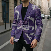 Hawaii Japanese Culture Purple Blazer Spring Cranes Aloha Pattern LT01 - Polynesian Pride