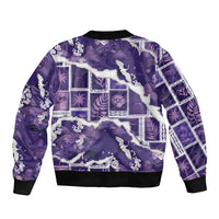 Hawaii Japanese Culture Purple Bomber Jacket Spring Cranes Aloha Pattern LT01 - Polynesian Pride