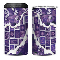 Hawaii Japanese Culture Purple 4 in 1 Can Cooler Tumbler Spring Cranes Aloha Pattern LT01 One Size: 16 oz Purple - Polynesian Pride