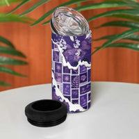 Hawaii Japanese Culture Purple 4 in 1 Can Cooler Tumbler Spring Cranes Aloha Pattern LT01 - Polynesian Pride