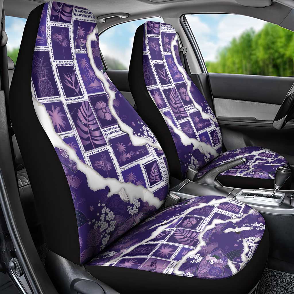 Hawaii Japanese Culture Purple Car Seat Cover Spring Cranes Aloha Pattern LT01 - Polynesian Pride