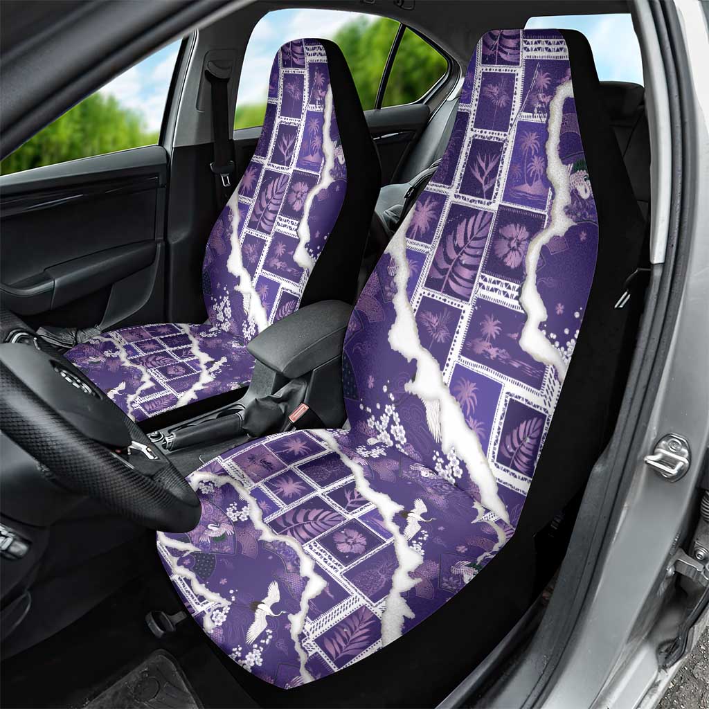 Hawaii Japanese Culture Purple Car Seat Cover Spring Cranes Aloha Pattern LT01 - Polynesian Pride