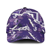 Hawaii Japanese Culture Purple Classic Cap Spring Cranes Aloha Pattern LT01 Universal Fit Purple - Polynesian Pride