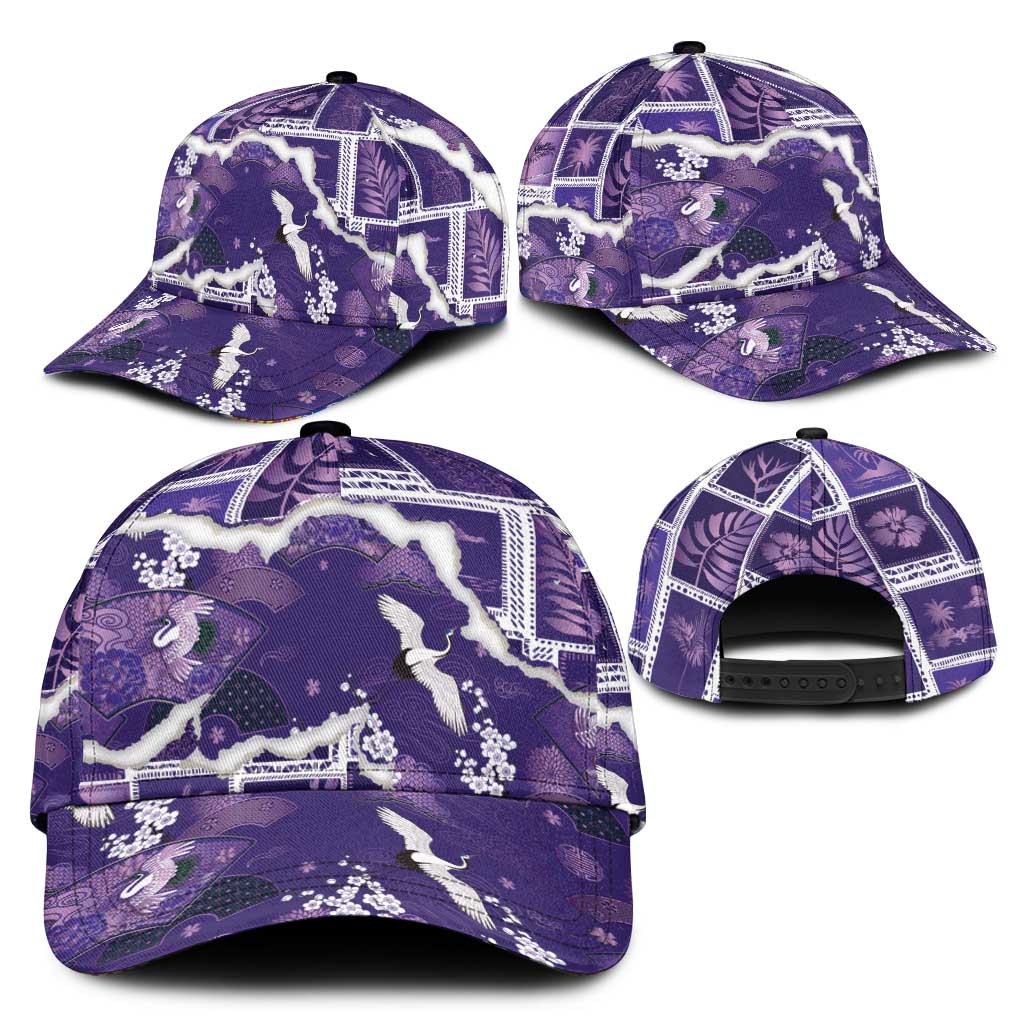 Hawaii Japanese Culture Purple Classic Cap Spring Cranes Aloha Pattern LT01 - Polynesian Pride