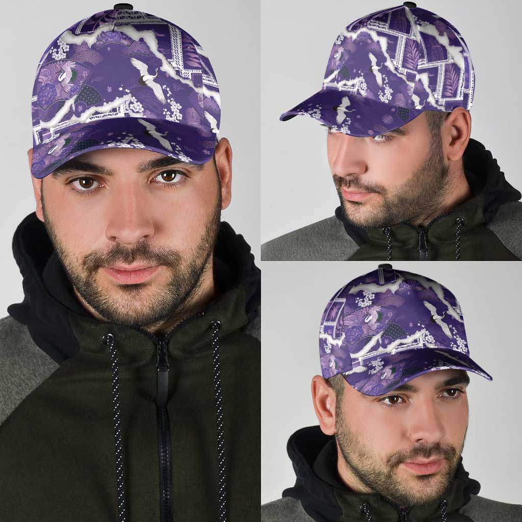 Hawaii Japanese Culture Purple Classic Cap Spring Cranes Aloha Pattern LT01 - Polynesian Pride