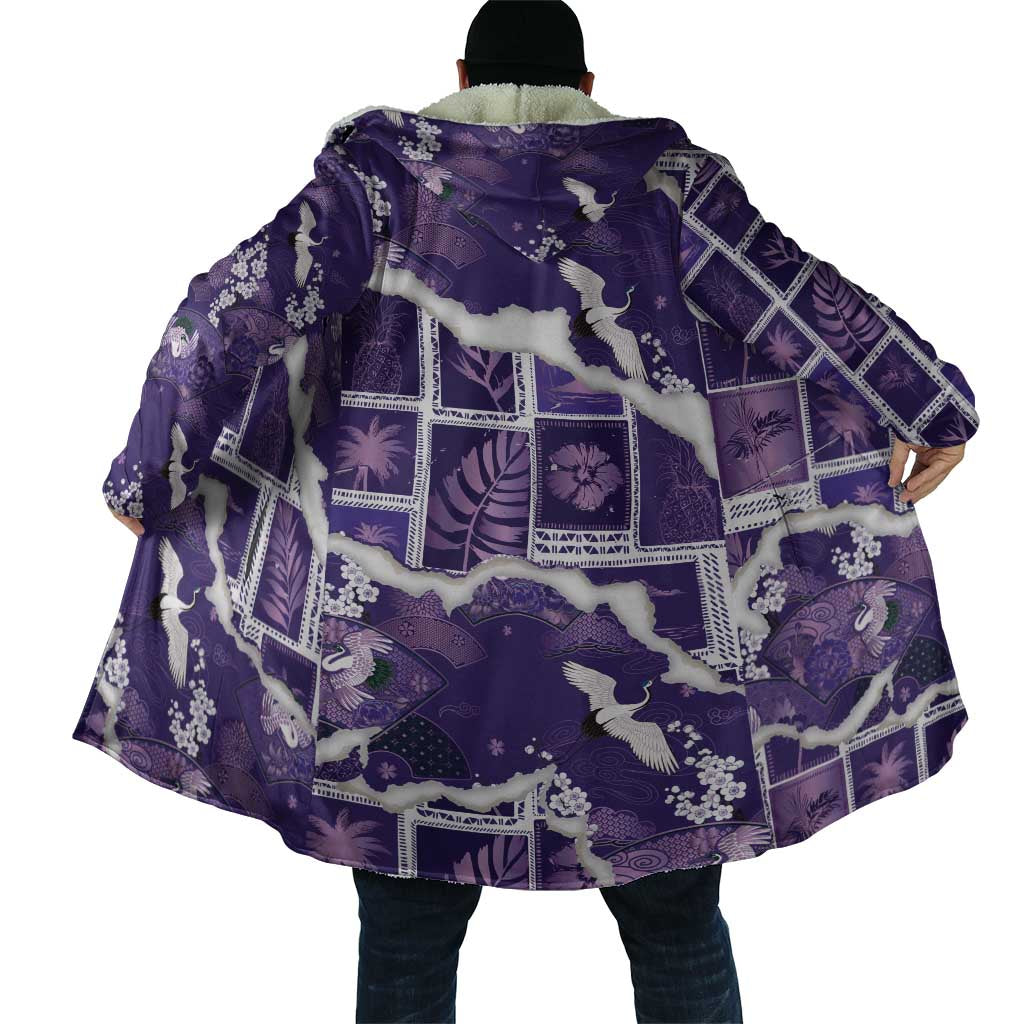 Hawaii Japanese Culture Purple Cloak Spring Cranes Aloha Pattern LT01 - Polynesian Pride