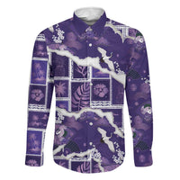 Hawaii Japanese Culture Purple Family Matching Off Shoulder Maxi Dress and Hawaiian Shirt Spring Cranes Aloha Pattern