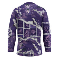 Hawaii Japanese Culture Purple Hockey Jersey Spring Cranes Aloha Pattern LT01 - Polynesian Pride