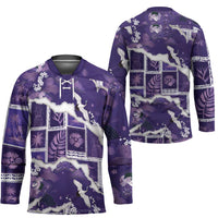 Hawaii Japanese Culture Purple Hockey Jersey Spring Cranes Aloha Pattern LT01 - Polynesian Pride