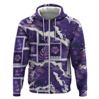 Hawaii Japanese Culture Purple Hoodie Spring Cranes Aloha Pattern LT01 Zip Hoodie Purple - Polynesian Pride