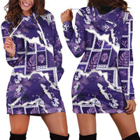 Hawaii Japanese Culture Purple Hoodie Dress Spring Cranes Aloha Pattern LT01 - Polynesian Pride