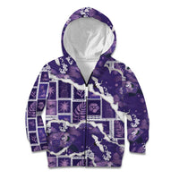 Hawaii Japanese Culture Purple Kid Hoodie Spring Cranes Aloha Pattern LT01 Zip Hoodie Purple - Polynesian Pride