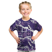 Hawaii Japanese Culture Purple Kid T Shirt Spring Cranes Aloha Pattern LT01 Purple - Polynesian Pride