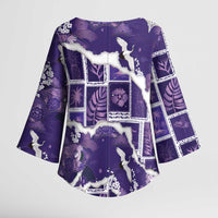 Hawaii Japanese Culture Purple Kimono Sleeve Blouse Spring Cranes Aloha Pattern LT01 - Polynesian Pride